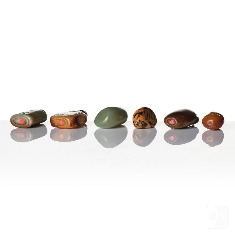 A group lot of six stone snuff bottles, - 图6